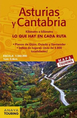 MAPA DE CARRETERAS ASTURIAS Y CANTABRIA (DESPLEGABLE), ESCALA 1 340.000 Certificado